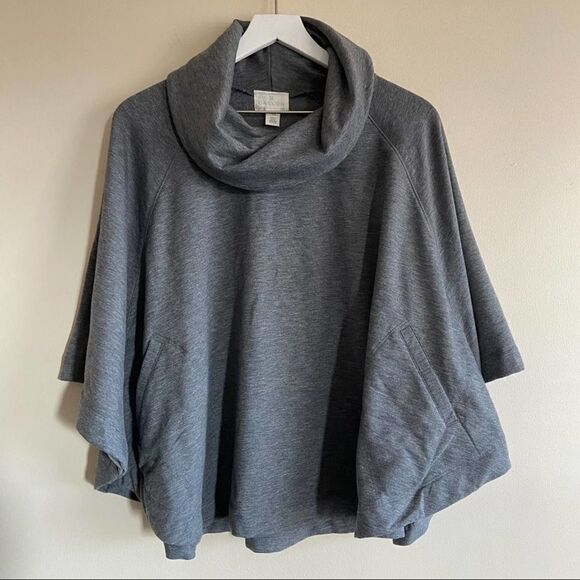 CASLON Cowl-neck Poncho Grey X-Small/Small - Picture 2 of 7